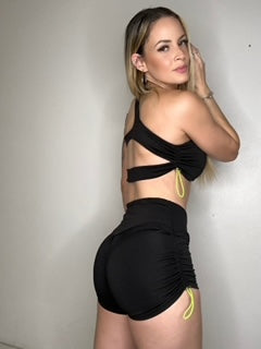 One shoulder, Short Black Gym Outfit